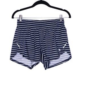 ATHLETA Print Racer Run Short 4.5" Navy White Stripe Lightweight Women's XS